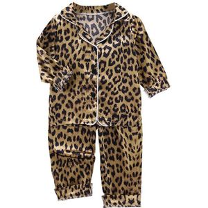 2 Stuks Zomer Baby Kleding Set Kinderen Meisjes Jongens Nachtkleding Luipaard Lange Mouwen Pyjama Tops + Slaap Broek Set