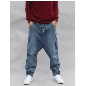 Jeans Mannen Harembroek Hip Hop Losse Mode Plus Size Laag Kruis Licht Gewassen Mid Taille Casual Lugentolo Heren Jeans lugentolo