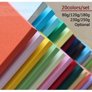 A4 20 Kleuren/set Kleur Papier 80g 120g 180g 230g 250g Kaart Papier Handwerk papier