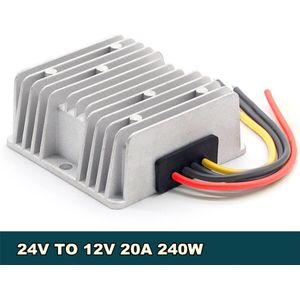 Universele Luchtvaart Aluminium Dc 24V Buck Step Down Naar 12V 240W 20A Auto Power Converter Regulator Adapter