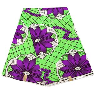 Pagne Afrikaanse Wax Stof Polyester Kleurrijke Print Ankara Stof Groen Afrikaanse Wax Gedrukt Voor Vrouwen Jurk