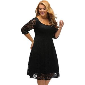 Plus Size Vrouwen Avondjurken Hals Xl 2XL 3XL Big Size Een Lijn Lace Formele Moeder Van De Bruid jurk Half Mouwen