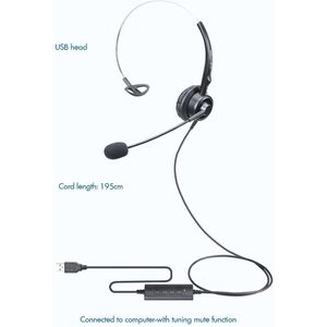 Telefoon Headset Crystal Hoofd Callcenter Headset, noise Cancelling Microfoon Met Dubbele 3.5Mm Plug/Usb Connector Voor Computer