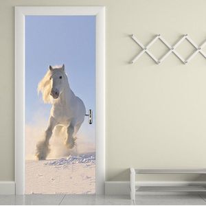 2 Stks/set Kleur Paard Deur Art Decor Startpagina Diy 3D Deur Stickers Patroon Voor Muur Kamer Thuis Deur Decor decoratie