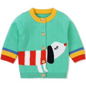 Kids Meisje 0-18M Breien Top Fall Jas Ronde Hals Lange Mouwen Casual Cartoon Hond Hedgehog Gedrukt unisex Blouse