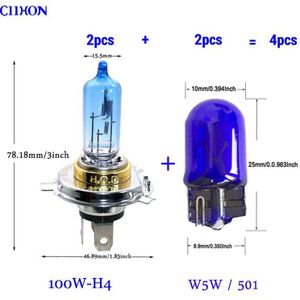 Ciihon 4 Stuks Voor Vw Polo 6N1 94-99 Hatchback Saloon 55W 100W Super Wit Xenon H4 hid High/Low/Side Koplampen Set