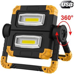 Led Verlichting Usb Oplaadbare Schijnwerper Opvouwbare Draagbare Waterdichte 2 Cob 2000LM Werklampen Voor Outdoor Camping Wandelen