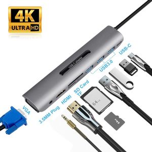 Type C Hub 14 In 1 Hdmi RJ45 Vga Triple Display Usb Hub 3.0 Adapter Dock Voor Macbook Pro Kaart kaartlezer Usb Splitter Usb C Hub