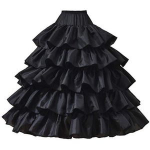 Mode Dame Pettiskirt 4 Hoop 5 Lagen Tule Lange Rok Petticoat Zachte Bruiloft Prom Kleding Onderrok Crinoline Lange Petticoat