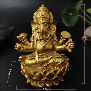 Brons Kleur Lord Ganesha Boeddha Standbeeld Ornamenten Hars Olifant God Sculptuur Beeldjes Woondecoratie Grote Boeddhabeelden