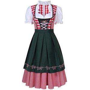 S-6XL Traditionele Beierse Octoberfest Duits Bier Wench Kostuum Volwassen Oktoberfest Dirndl Jurk Met Schort