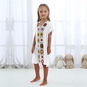 Kinderen Meisjes Strand Cover Up Meisje Jurk Tuniek Pareos Bikini Zwemmen Coverups Boho Haak Gewaad Plage Beachwear Zonnejurk 7 Jaar jurken