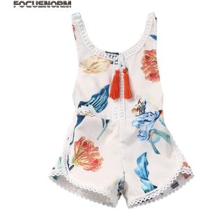 Baby Meisjes Romper Jumpsuit Prinses Kwastje Hanger Bloemen Peuter Baby Kinderen Kleding Outfits