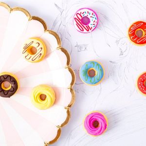 6 Stks/partij Snoep Kleur Donut Rubber Eraser Kids &#39;S Puzzel Speelgoed Student Leren Kantoorbenodigdheden