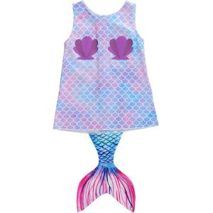 Inafant Meisje Jurk Mermaid Gedrukt Mouwloze Tank Vest Tops Decoratieve Schaal Shell Kids Peuter Kinderen Zomer Kleding