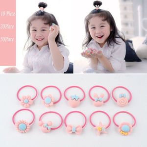 10/20/50Pcs Koreaanse Roze Meisjes Elastische Touw Haar Das Bloem Fruit Dier Cartoon Haaraccessoires Mooie Haarbanden Set