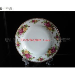 Tangshan Keramische Servies Set Hand Klopte Goud 8 Inch Bone China Schotel Diepe Plaat Creatieve Porselein Plaat Diner Plaat
