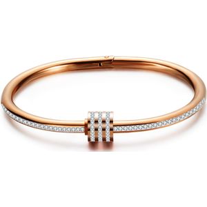 Manchet Armband Vrouwelijke 3 Kleuren Crystal Pave Titanium Staal Schroef Dames Pols Jewery Vrouwen Bangles