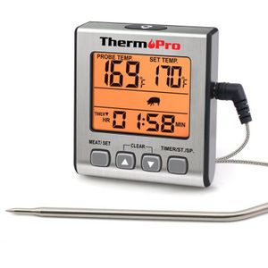 Thermopro TP16S Digitale Oven Thermometer Keuken Vlees Thermometeer Met Timer Backlight Bbq Thermometer