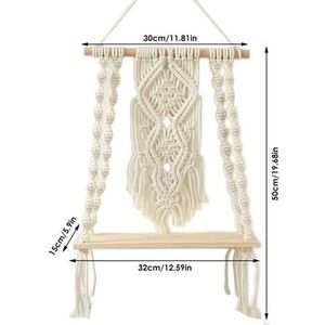Bohemian Macrame Wandtapijt Rack Hand Geweven Muur Opknoping Bloem Opslag Houten Plank Wandtapijt Rack Muur Decoratieve Ornamenten