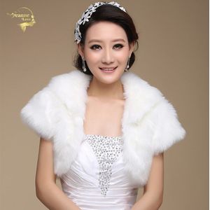 Elegante Retail Warm Faux Fur Ivoor/Rood Bolero Bruiloft Wrap Shawl Bridal Jasje Accessoires OJ00177