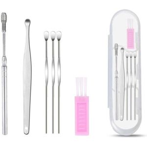 6/7 Stks/set Ear Wax Pickers Rvs Oor Picks Wax Verwijderen Curette Remover Cleaner Ear Care Tool
