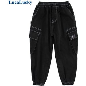 Lucalucky Zwart Fleece Denim Schade Broek Kids Kleding Kinderen Jeans Voor Tiener Jongens Cargo Broek Kleding 5 6 8 10 12 14 Jaar