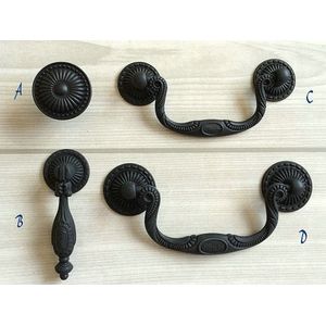 3.4 ""3.75"" Black Dresser Knoppen Pulls Lade Knop Handgrepen Bail Trekt Retro Vintage Stijl Keukenkast deurklink