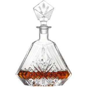 Oude mode gegroefde machine gemaakt glas whisky karaf & whisky glazen set voor brandy whisky met rvs ice cube