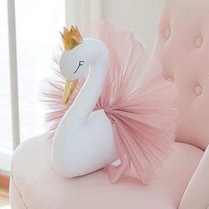 Swan Muur Decoratie Flamingo Ballet Tule Pop Gouden Kroon Zwaan Knuffels Dier Hoofd Muur Decor Babykamer