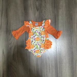 Girlymax Halloween Baby Meisjes Peuter 2 Stuks Orange Top Pompoen Kleding Baby Polka Dot Katoen Romper Lange Mouw Ruches