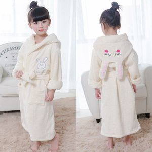 Unisex Katoen Badjas Kids Baby Warm kinderen Badjas Dikke kinderen Baby Hooded Kimono Handdoek Fleece Pyjama Night Gown