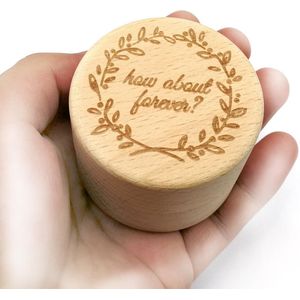 Ronde Houten Engagement Ring Box Hout Engagement Wedding Ring Box Sieraden Display Storage Case Voor Wedding Ring