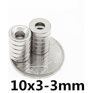 50/100/200 Pcs 10x3-3 Neodymium Magneet 10X3 Mm Gat 3 Mm N35 Ronde Super Sterke Verzonken Permanente magnetische Magneten 10*3-3 Mm