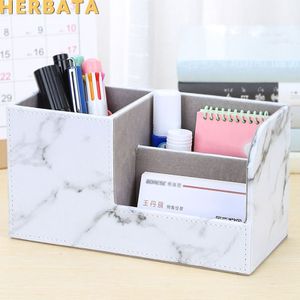 Marmer Pen Potlood Holder Desk Organizer Multifunctionele Opbergdoos Mobiele Telefoon Stand Estuche Escolar Kantoorbenodigdheden CL-2564