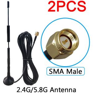 2 Stuks 2.4G 5.8G 12dbi High-Gain Signaal Wifi Antenne Sma Male Connector Magnetische Basis Voor Radio signaal Booster Wireless Repeater