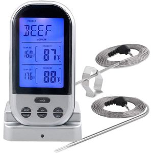 AsyPets Digitale Vlees Thermometer met Waterdichte Dual Probe Draadloze Afstandsbediening Thermometer voor BBQ, Oven, Roker, grill-25