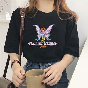 E-Meisje Vlinder Grafische En Brief Afdrukken Stitch Green Crop Tops Tee Y2K Zomer Grunge Stijl O-hals Korte Mouw t-shirts