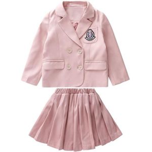 Meisjes Roze School Uniform Rok Pak Japanse School Uniform Mode Tweedelige Baby Girl Outfit Kleding Teengage Pak Sets