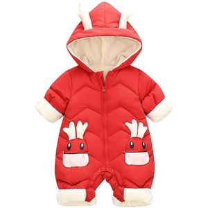 Pasgeboren Baby Meisje Jongen Winter Dikke Warm Hooded Uitloper Jasje Jumpsuit