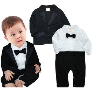 Classic Kinderen Pak Baby Jongens Kleding Pasgeboren Trainingspak Formele Jurken Romper + Jas 2Piecpieces Kostuums Voor Kinderen 0-1Y
