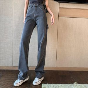 Jeans Voor Vrouwen Blauw Losse Hoge Taille Mom Grote Size Straight Broek Lange Losse Wijde Pijpen Vrouwen Jeans streetwear