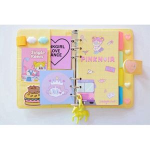 Leuke Kawaii A6 Notebook Macaron Lederen Diy Losbladige Dagboek Dagboek Spiraal Tijd Planner Agenda Organizer Briefpapier