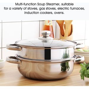 Stainless Steel Steamer Set Double Layer/Tier Four-ear Steamer Food Pot Supplies Steaming Pot