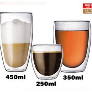 FAROOT 150-450ml Double Wall Cup Koffie Glas Thee Geïsoleerde Mok Espresso Cup Wijn Bier Anti-Warmte transparant Glas