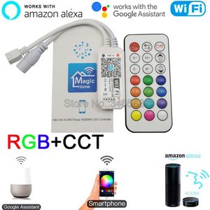 Magic Home Mini WiFi RGBWC Controller DC12V 24V 21Key RF Afstandsbediening/APP/Alexa Google Thuis Voice Controle voor RGB + CCT LED Streep