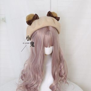 Japanse Baret Caps Vrouwelijke Express Teddybeer Oor Wol Baret Schilder Cap Studenten Een Warme Muts