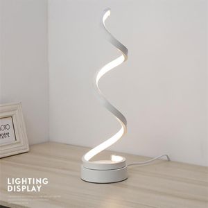 Led Spiraal Tafellamp Moderne Gebogen Bureau Bedlampje Dimbaar Wit/Warm Wit/Natuur Wit Licht Voor Living kamer Slaapkamer