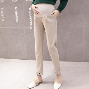 686 # Herfst Winter Koreaanse Mode Wollen Moederschap Broek Verstelbare Buik Broek Kleding voor Zwangere Vrouwen Zwangerschap Broek