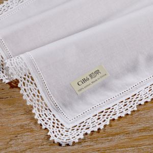 C006: Wit premium katoen kant zakdoeken haak zakdoeken voor vrouwen/dames wedding zakdoek